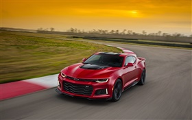 Chevrolet Camaro ZL1 red supercar speed