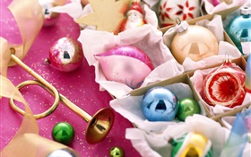 Christmas decoration, balls, ribbon