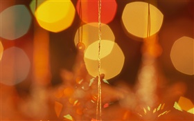Christmas decoration, golden stars, glare HD wallpaper