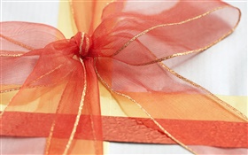 Christmas decoration, red ribbon HD wallpaper