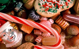 Christmas food, candy, cake, toy HD wallpaper