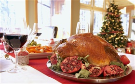 Christmas food, chicken HD wallpaper