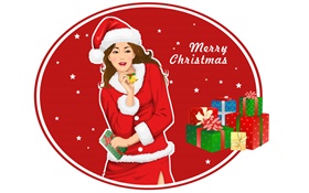 Christmas girl, gifts, vector design HD wallpaper