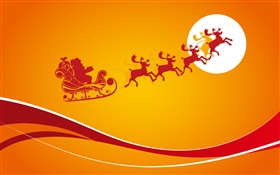 Christmas theme pictures, orange background, moon, vector HD wallpaper
