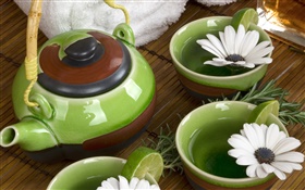 Chrysanthemum, tea, towels, SPA theme HD wallpaper