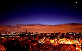 City at night, houses, street, lights