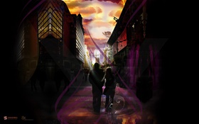 City, lovers, creative pictures HD wallpaper