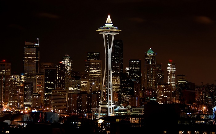 City, night, skyscrapers, lights, tower Wallpapers Pictures Photos Images