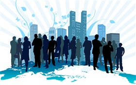 City, people, blue style, vector design pictures HD wallpaper
