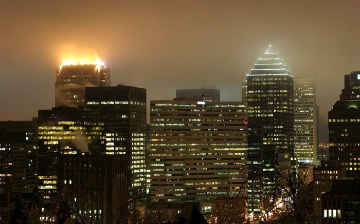 City, skyscrapers, lights, night Wallpapers Pictures Photos Images
