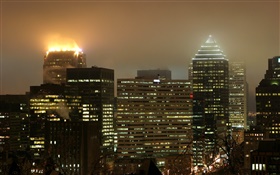 City, skyscrapers, lights, night HD wallpaper