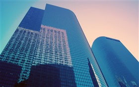 City skyscrapers, look up HD wallpaper