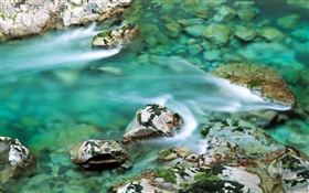 Clear water, creek, stones HD wallpaper