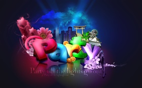 Colorful, flowers, party, city, creative design HD wallpaper