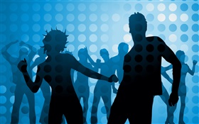 Dance people, blue background, vector design pictures HD wallpaper