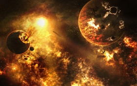 Doom space, planets collide, disaster HD wallpaper