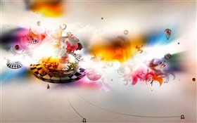 Dream world, animals, balls, clouds, creative design pictures HD wallpaper