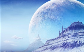 Dream world, thick snow, mountains, planet HD wallpaper