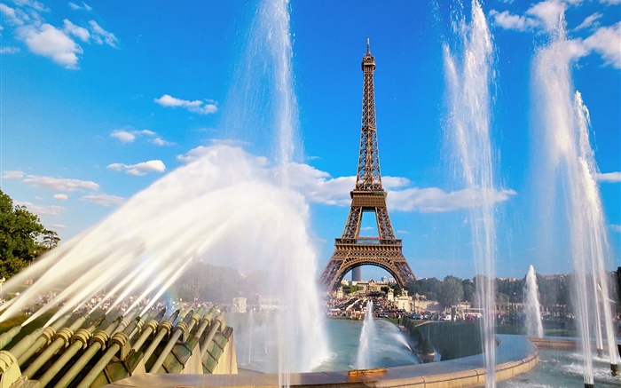 Eiffel Tower, France, Paris, fountain, water Wallpapers Pictures Photos Images