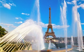 Eiffel Tower, France, Paris, fountain, water HD wallpaper