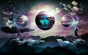 Face, space, creative design pictures HD wallpaper
