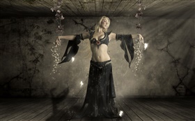 Fantasy girl, blonde, magic, fairies HD wallpaper
