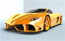 Ferrari yellow supercar front view