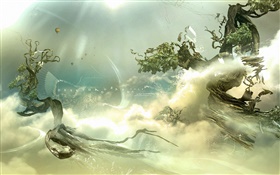Float trees, sky, creative design HD wallpaper