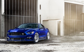 Ford Mustang GT blue car front view HD wallpaper
