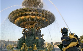 Fountain, water splash, city HD wallpaper