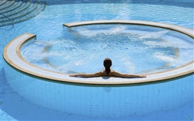 Girl, summer, swim pool HD wallpaper