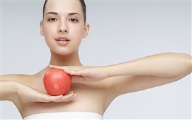 Girl with apple HD wallpaper