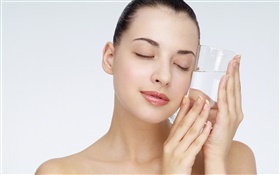 Girl with glass cup HD wallpaper
