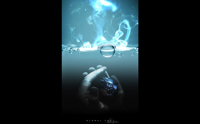 Global Fact, hands, water, blue, creative design Wallpapers Pictures Photos Images