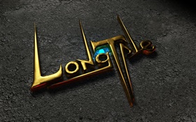 Golden word, blue light, ground, 3D design HD wallpaper