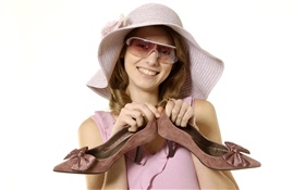 Happy girl like her shoes HD wallpaper