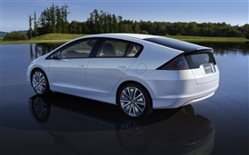 Honda white car side view HD wallpaper