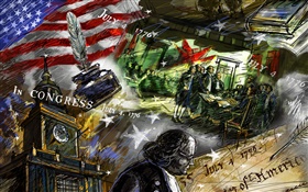 July 4, Year 1776, Independence Day, art drawing pictures HD wallpaper