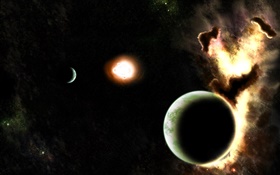 Light in space, planet HD wallpaper