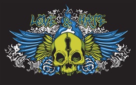 Love and Hate, skull, vector design pictures HD wallpaper