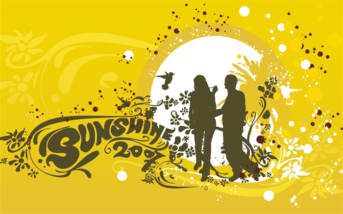 Love theme, lovers, sunshine, birds, vector design Wallpapers Pictures Photos Images