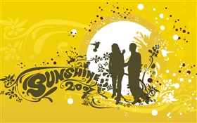 Love theme, lovers, sunshine, birds, vector design HD wallpaper