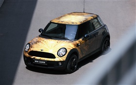 MINI Cooper car, fireworks decoration HD wallpaper