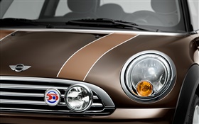 MINI brown car front view, headlight HD wallpaper