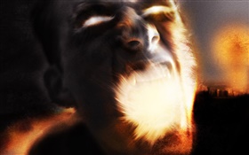 Man, mouth, power, creative pictures HD wallpaper