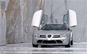 Mercedes-Benz silver car doors opened