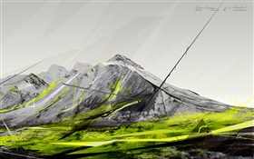 Mountain, green color, creative pictures HD wallpaper