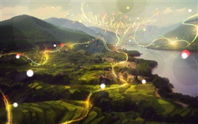 Nature scenery, beautiful light curves, creative design HD wallpaper