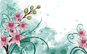 Pink flowers, vector pictures HD wallpaper