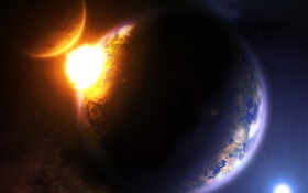 Planet collision, space disaster